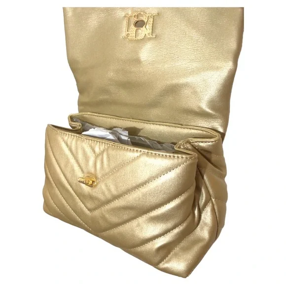 New Badgley Mischka Metallic Quilted Crossbody w Letter Lock Multi-winner HP! - Picture 10 of 15
